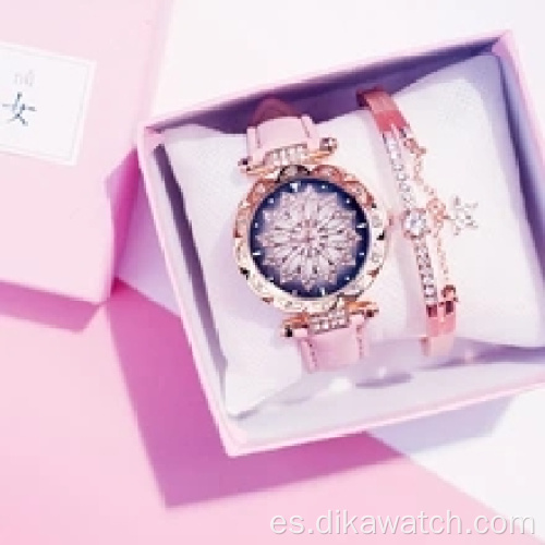 2021 gran oferta reloj de mujer juego de regalo 2 unids / set pulsera de diamantes de imitación relojes de pulsera para mujer reloj de pulsera de cristal con encanto para mujer